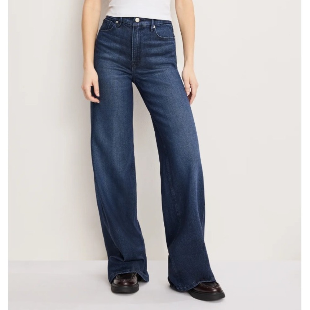 Good American Good Skate Jeans Size 8 High Rise Wide Leg Indigo NWT 34 Inseam - Picture 2 of 16